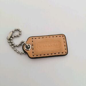 Coach Hang Tag Replacement Beige Tan Leather Bag Charm Keychain Small 1" Mini